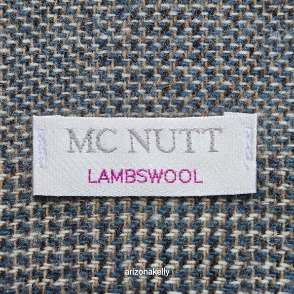 NWOT McNutt Lambswool Scarf Blue Brown - Picture 5 of 13
